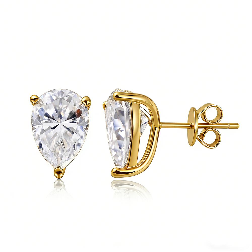 OEVAS 0.5-4Carat Pear Cut Moissanite Stud Earrings 100% S925 Silver Waterdrop Lab Diamomd Ear Studs for Women Fine Jewelry Gift