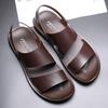Fashion Brand New Men Sandals High Quality Men Slippers Genuine Leather Shoes Beach Flip-flops Outdoor Soft Soled Open Toe Roman Sandals