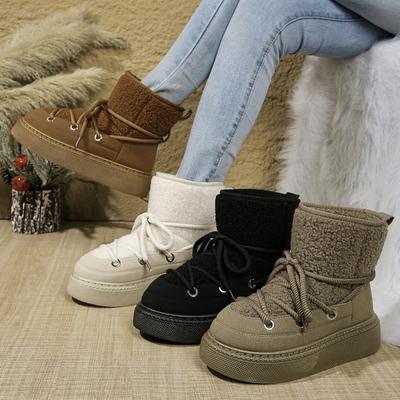 2025 Winter Neue Damenstiefel Mode Dicke Sohle Schneestiefel High Top Baumwollschuhe für Frauen Plüsch Warme Winterstiefel Botas Mujer
