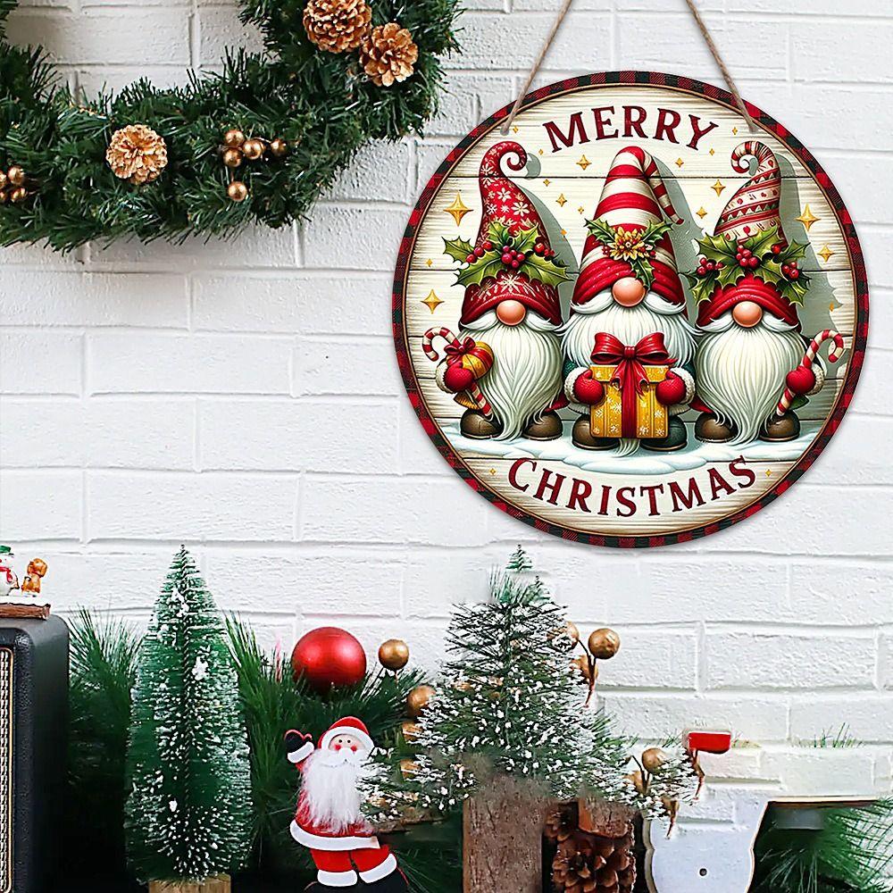 Ornaments Dwarf Hanging Candy Cane Pattern Christmas Doorplate Christmas Wooden Sign Farmhouse