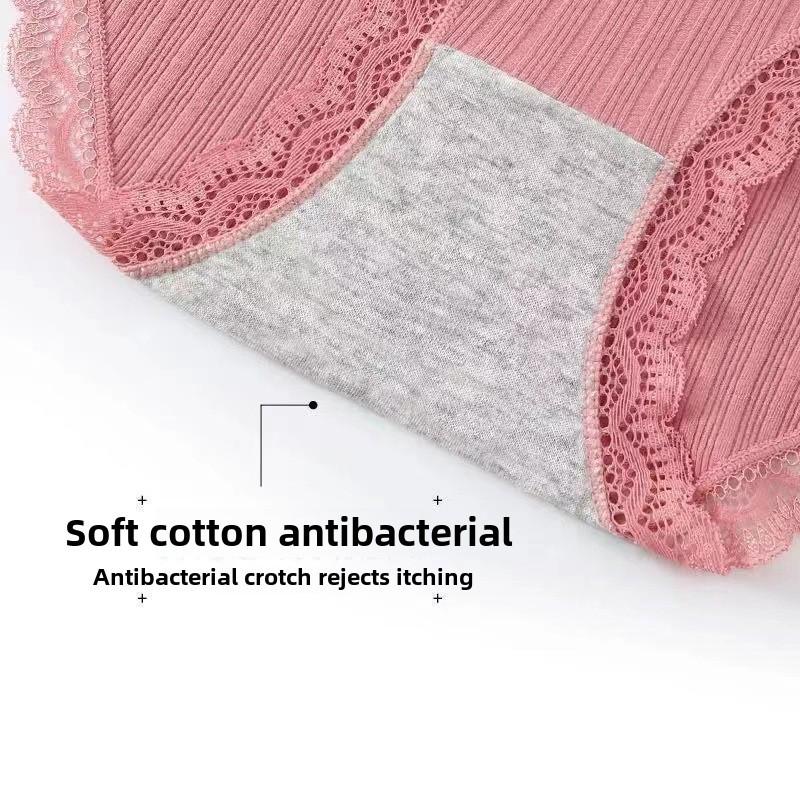 Women's High Waist Bow Lace Cotton Briefs - Breathable & Comfortable