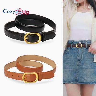 Women Skinny Leather Belts for Dresses Thin Waist Belt for Jeans with Gold Buckle