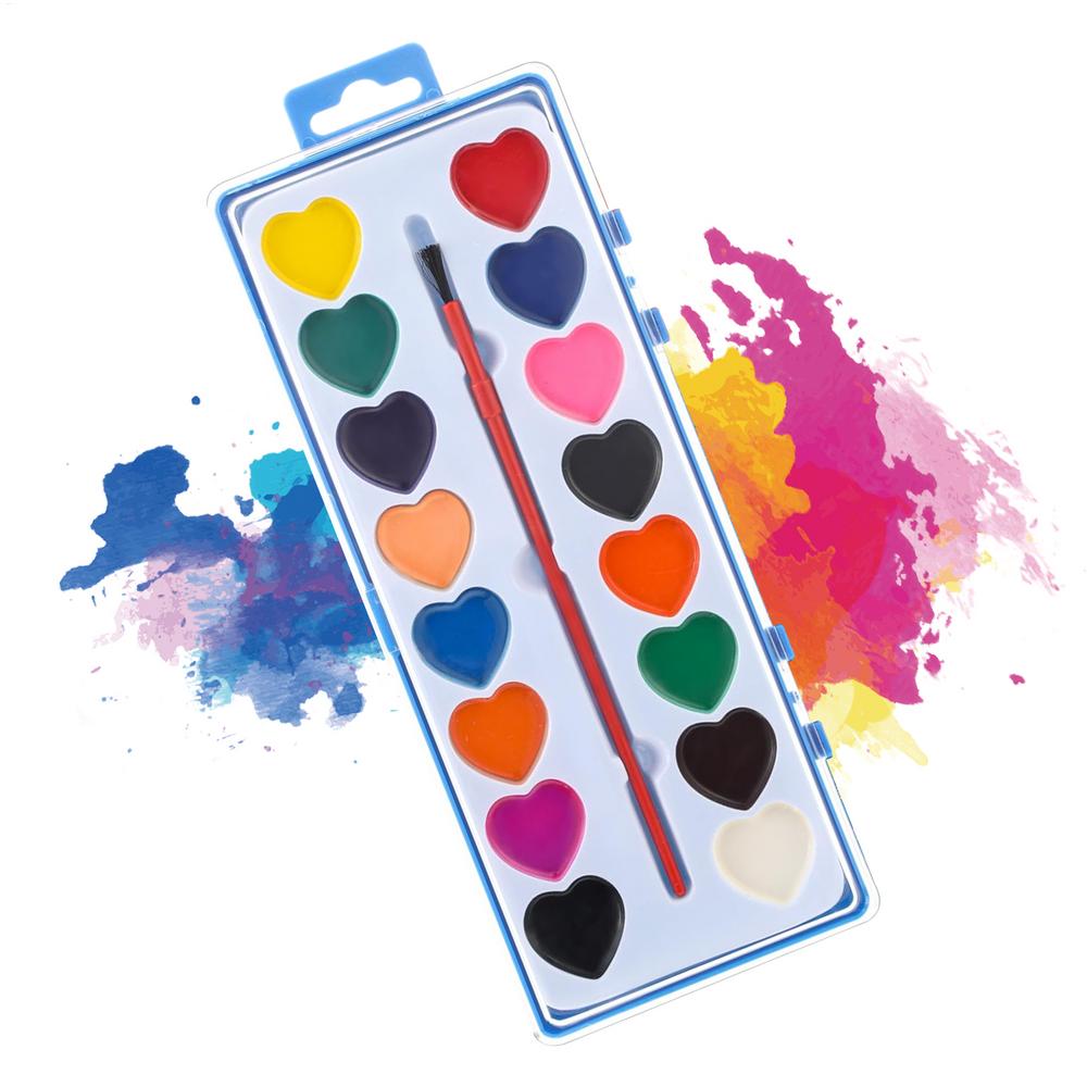 Heart Shaped Watercolor Paint Set Washable Non-Toxic for Kids Beginners, Classroom Homeschool Party, Valentine Birthday Gift Set