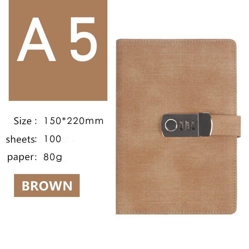Password Notebook Creative Students Leather Password Travel Retro Loose-leaf Notebook Password A5 Notebook