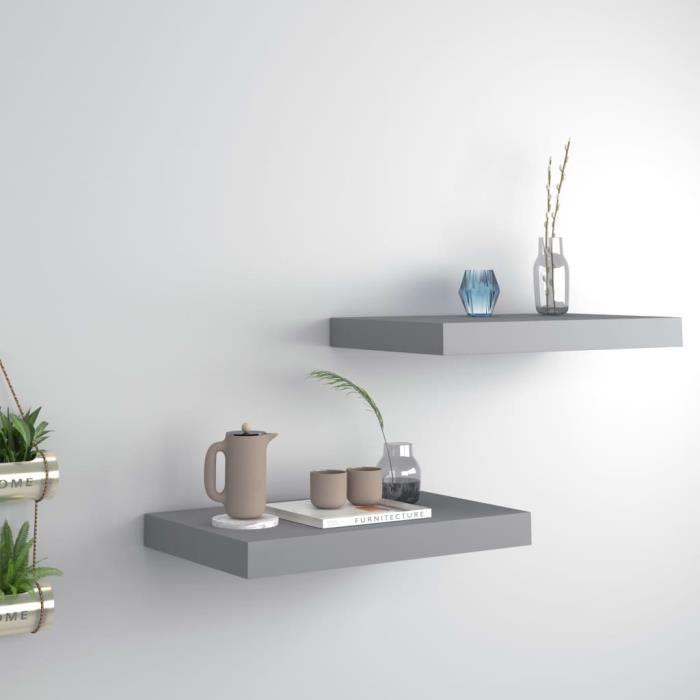 VidaXL Floating Wall Shelves 2 Pcs Grey 40x23x3.8 Cm MDF