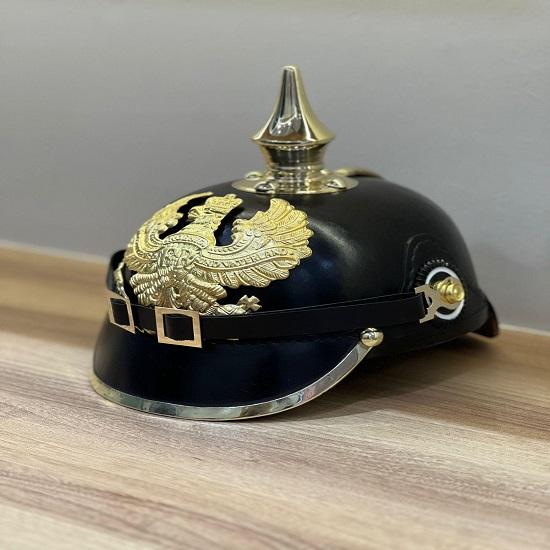 Niemiecki Hełm Pickelhaube I Wojna Światowa Pruski Oficer Skóra Metal Nadający Się Do Noszenia Historyczny