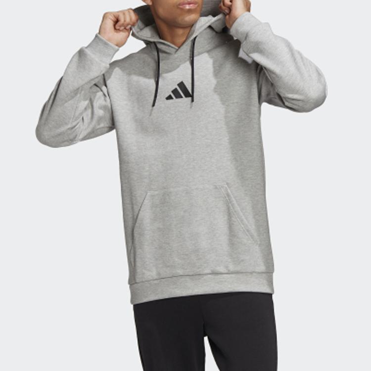 Adidas Tiger Print Hoodie Sweatshirt Men Tops Medium-Heather-Grey FL7750