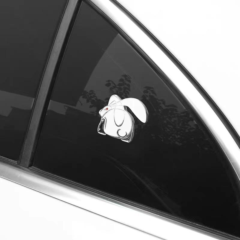 1Pcs Universal Cartoons Car Styling Decal for VW 3D Metal Running Rabbit Logo Chrome Emblem Rear Trunk Badge Accessories