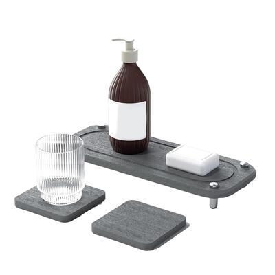 M-Modern-Instant Quick Dry Sink Kitchen Organizer Tidy, Stone Sink Tray Under Diatomaceous Earth Absorbing Sponge Holder Durable