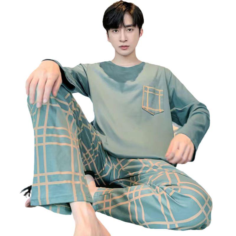 Herren Langarm Pyjama Set, Frühling/Herbst Freizeitstil, Draußen tragbar