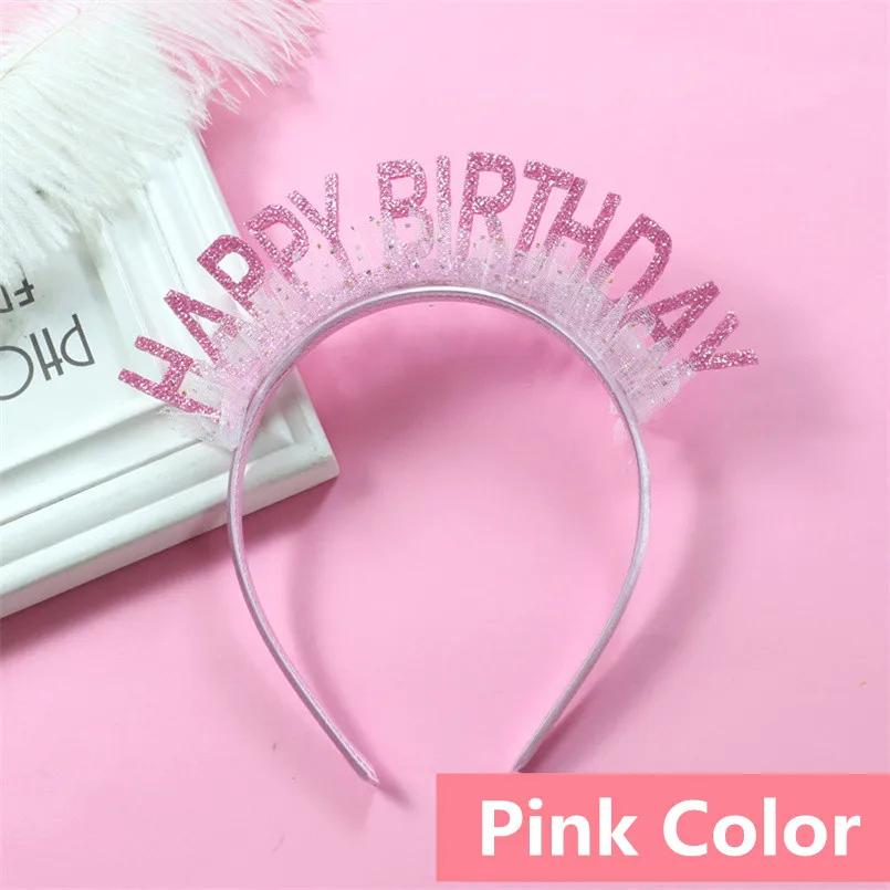 Glitter HAPPY BIRTHDAY Sequin Headband Birthday Decoration Birthday Party Decorations Kids Adult Girl Pink Silver Blue Headbands