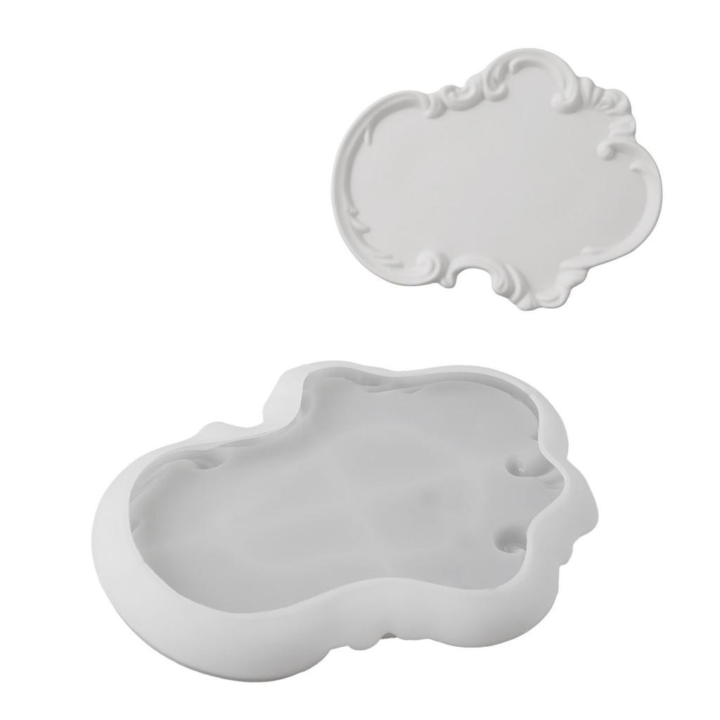 Crystal Droplet Gypsum Cement Mould European Tray Mold Silicone Storage Plate Organiser Mould with Delicate Lace Relief