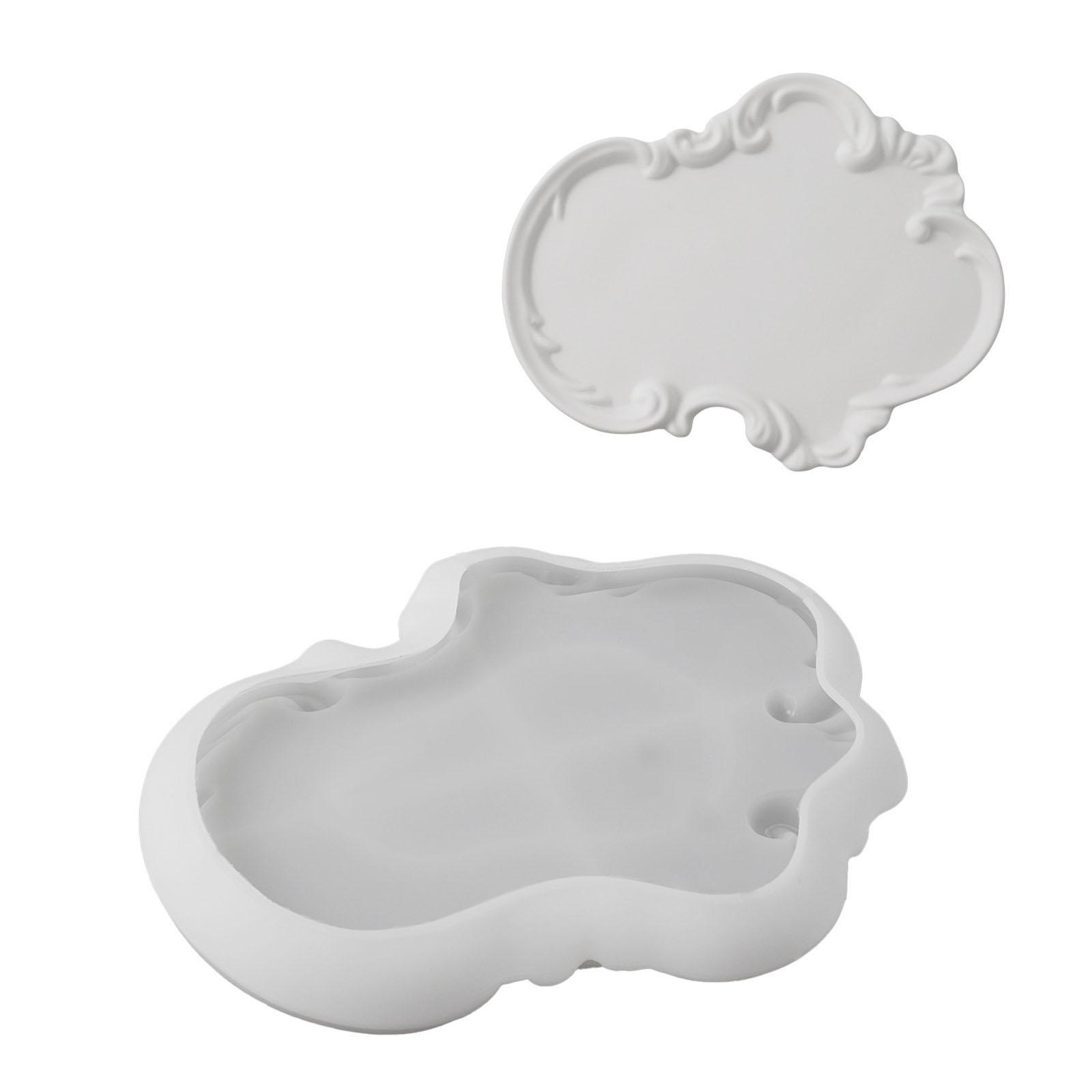 

Кристальная капля Гипсовая цементная форма Европейская форма для подноса Силиконовая форма для органайзера тарелки для хранения с изящным кружевным рельефом 1