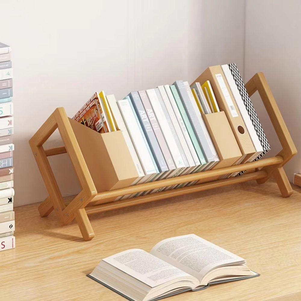 Quick Assembly Wood Book Display Shelf Bamboo Document Organizer Vinyl Record Holder Student
