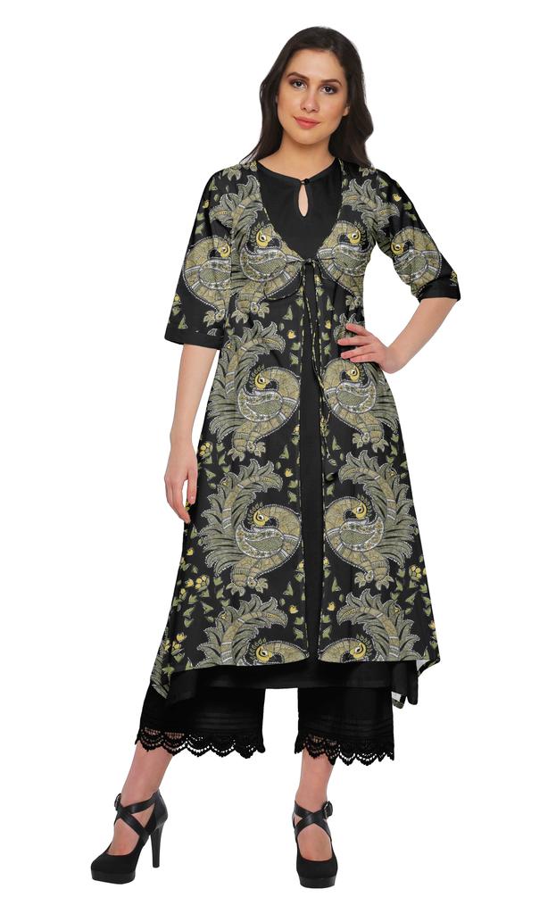 Moomaya Indian Palazzo Kurta Jacket Set For Women Partywear Chanderi Ethnic