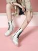 Fashion Round Toe Shoes for Woman Half High Lace-up Women's Boots Mid Calf Footwear with Laces White Winter 2024 Novelty Hot Cosplay 39