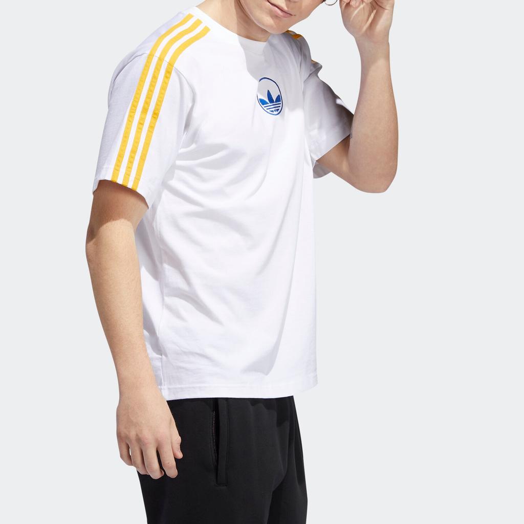 adidas Originals 3-Streifen Circle Sport Kurzarm-T-Shirt Herren Oberteile Weiß GD2122