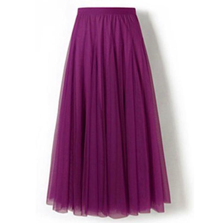 Korean High-Waist Mid-Length Tulle A-Line Skirt - Spring/Summer Pleated Mesh Design