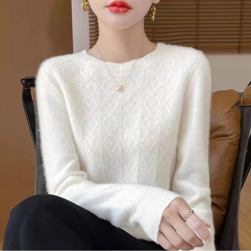 Women Autumn Winter Wool Sweater Women Elegent O-neck Sweater Flower Long Sleeve Top Fashion Knit Female Pullover Pull Jumper