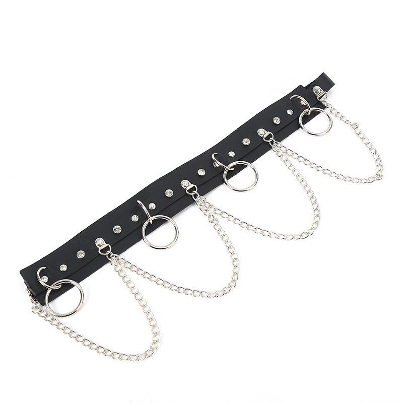 Mei Mary Women's belt punk circle chain belt decorative skirt jeans waist chain