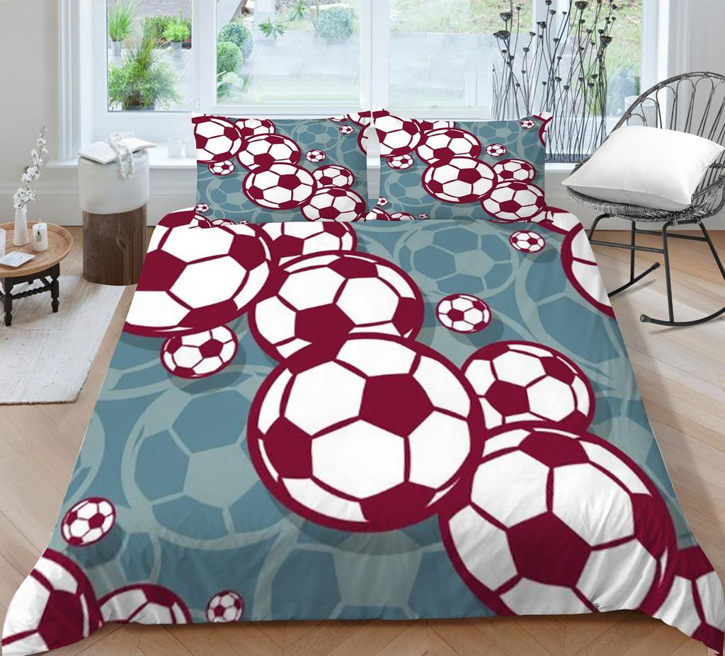 Bedding Set Bedspread Bed Cover Quilt Covers Football Printing Home Bedclothes Luxury Soft Pillowcase Breathable