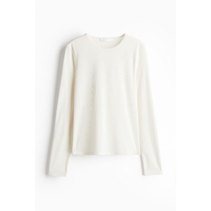 

HM Women s T-shirt Fall Slim Fit Minimalist Plaid round Neck Long Sleeves Stretch Knitting Tops 1246803