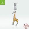 S925 Silver Ziyun Oil-Dripped Spotted Giraffe Pendant: Handmade Cute Animal Bracelet Bead