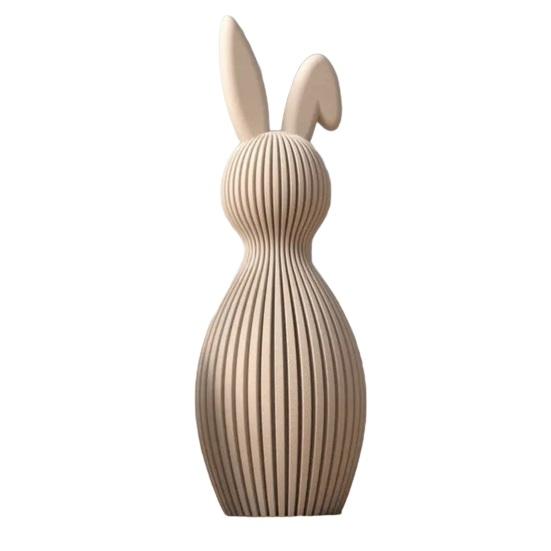 

Bunny Figurine 3D Printed Ribbed Texture Rabbit Statue with Folded Ear Design for Home Tabletop Bookshelf Decoration кофейный