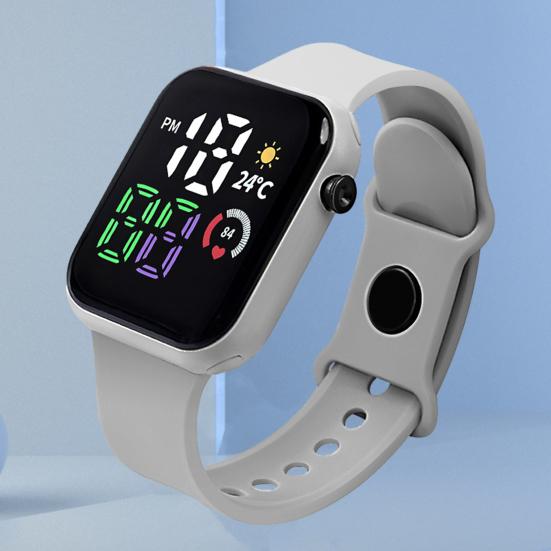 Dětské LED digitální hodinky Čtvercový ciferník Vodotěsné Sportovní náramkové hodinky pro chlapce Dívky Módní elektronické hodiny