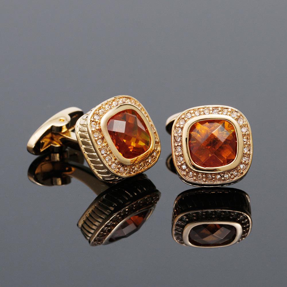 

Men s Gold Square Zircon Rhinestone Cufflinks - 1 Pair Manual