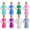 Kids Girls Halloween Alien Cosplay Costume Outer Space Cutie Costume Dress Shimmering PU Patchwork Dress