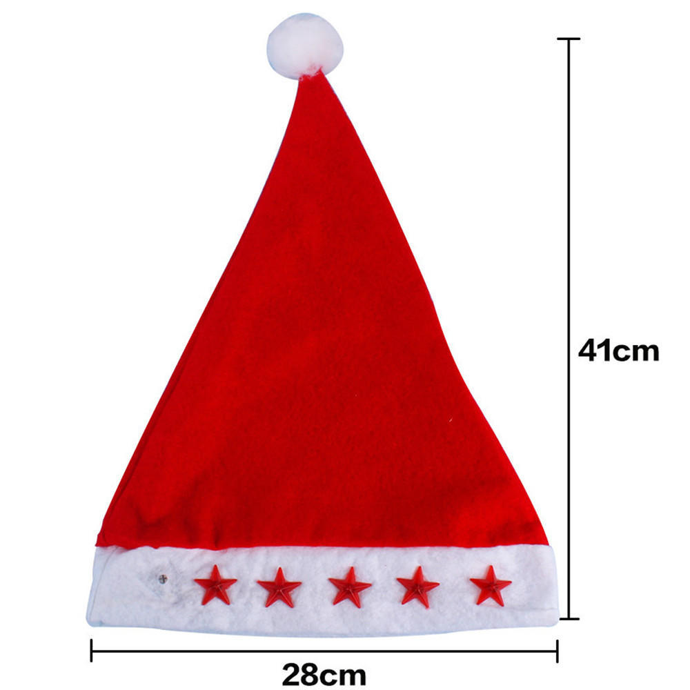 Glowing Christmas Hat Luminous Led Red Flashing Star Santa Hat For Adult