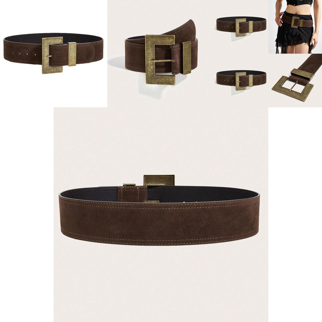 Style Rivet Leather Belt With Alloy Buckle For Street Fashion And Casual Wear