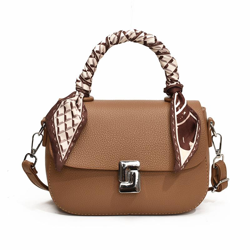 New stylish and simple silk scarf lock flip bag portable shoulder oblique span versatile women's bag