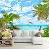 Maßgeschneiderte Größe Meereslandschaft Kokospalme Sandstrand 3D Fototapete Für Wohnzimmer Schlafzimmer Dekoration Wasserdicht Wandbild Leinwand