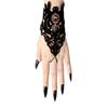 Gothic Black Lace Bracelet with Finger Rings Steampunk Vampire Wristband Halloween Victorian Costume Accessories