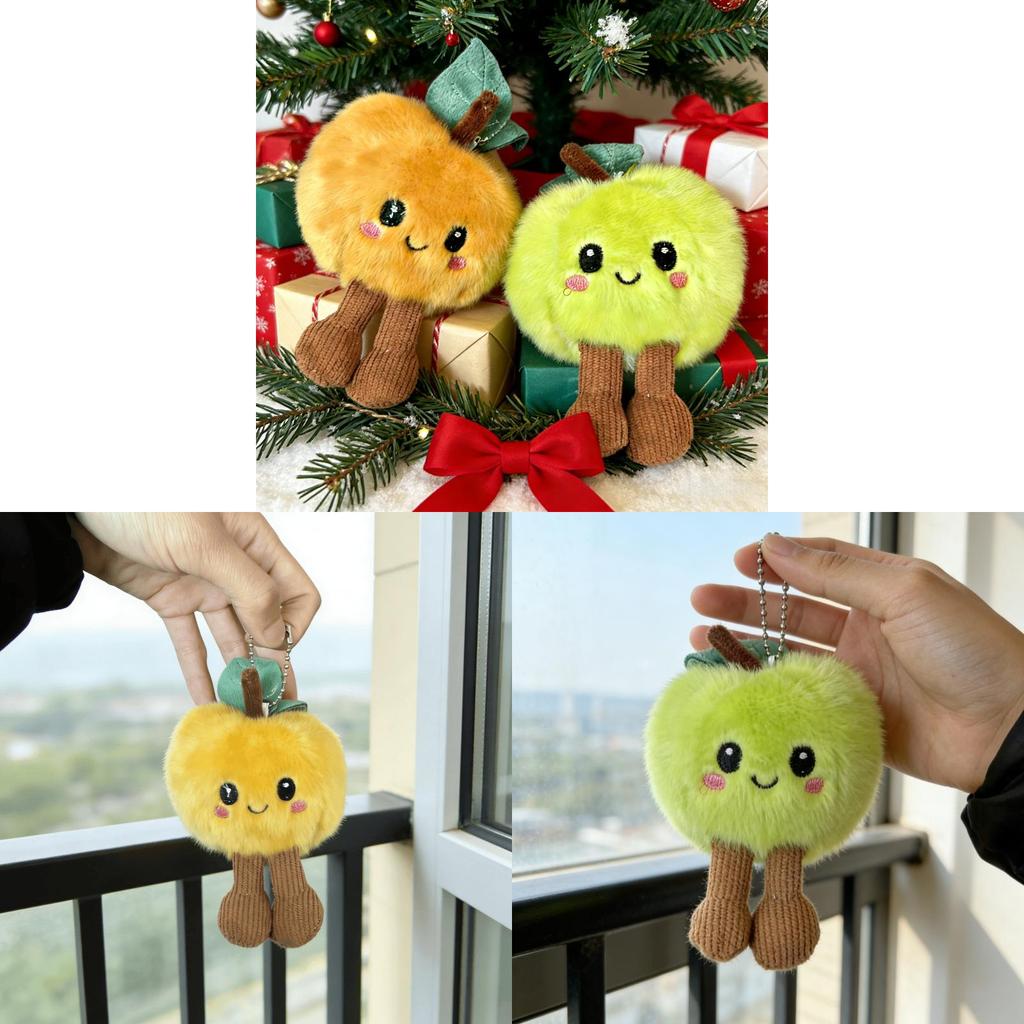 Plush Apple Keychain With Super Soft Short Plush For Kids And Adults