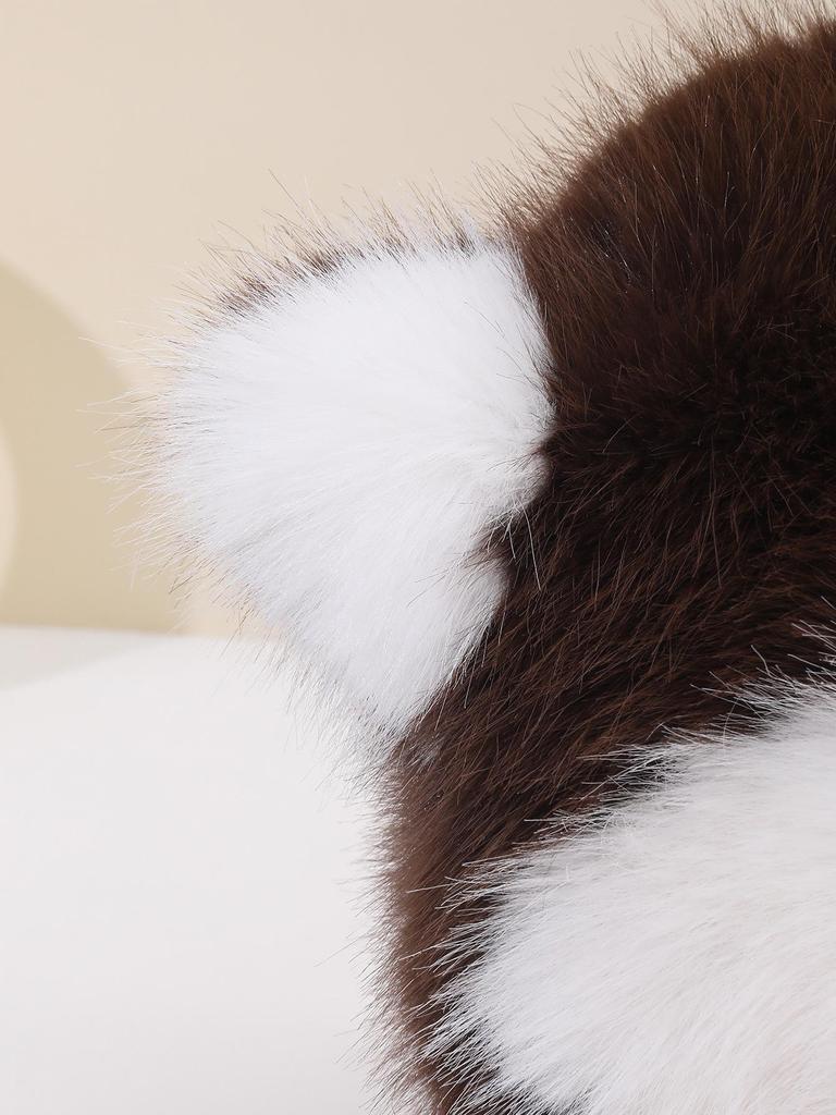 Women's Faux Fur Raccoon Earflap Hat, Large Size, Warm for Autumn/Winter, Plush Fox Lei Feng Style.