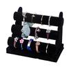 Velvet Jewelry Tower 3 Layers Watch Bracelet Holder Necklace Jewelry Display Stand Black Jewelry Stand