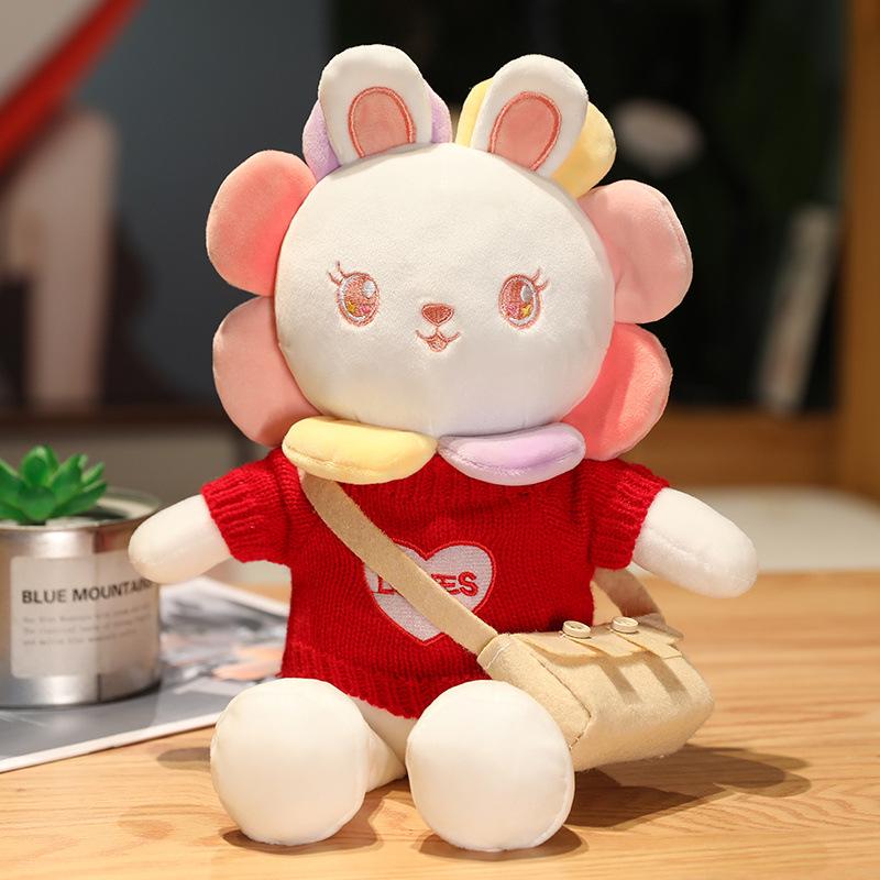 Cute Sun Flower Drag Rabbit Plush Doll Doll Creative Children's Rag Doll White Rabbit Birthday Gift