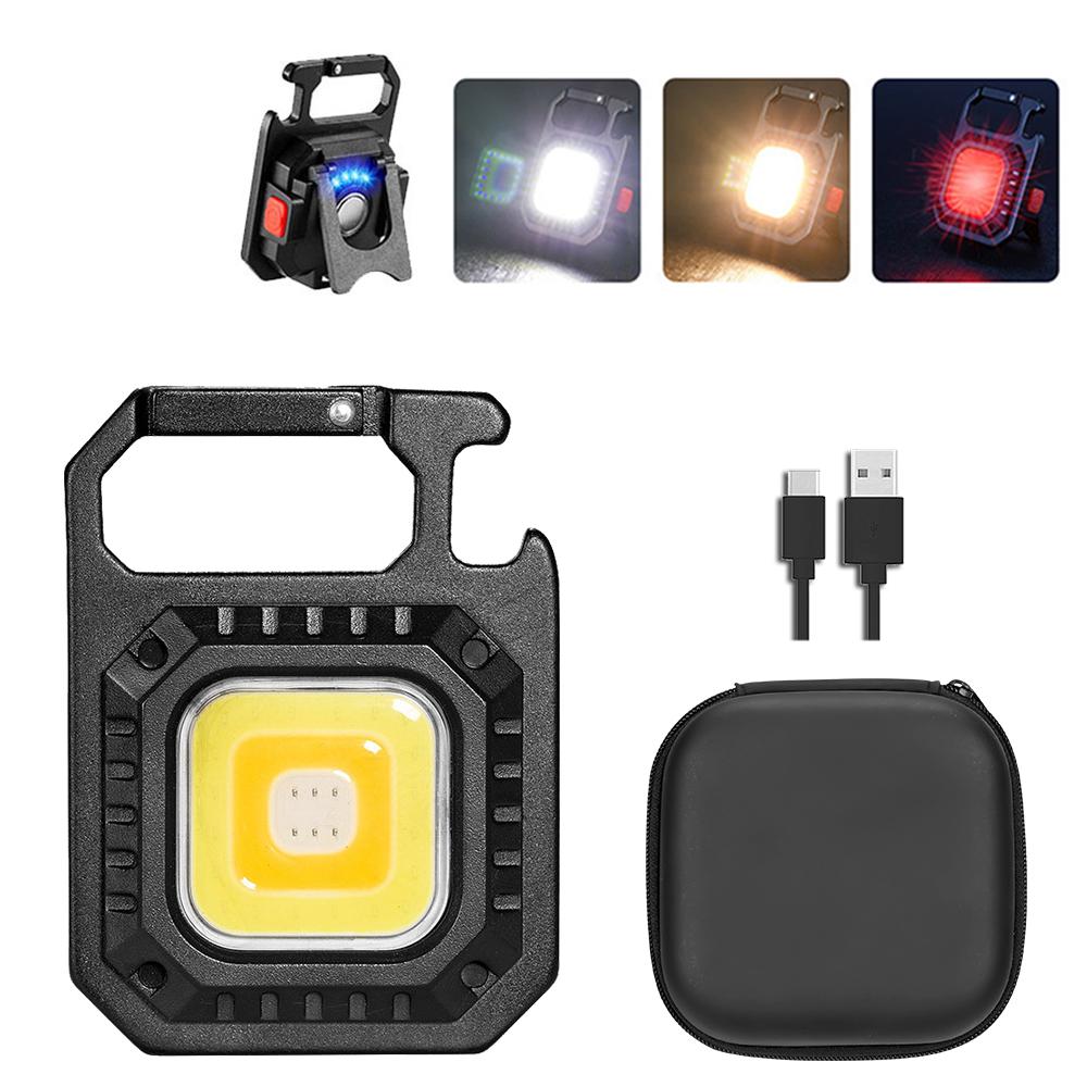 1/3/5PCS LED Flashlight Work Light Portable COB Pocket Flashlight Keychains USB Rechargeable Outdoor Camping Lamp with Corkscrew