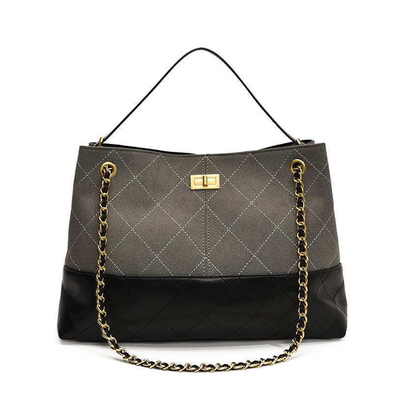 Bag women's new contrasting color retro matte chain one shoulder underarm bag portable messenger tote bag tide