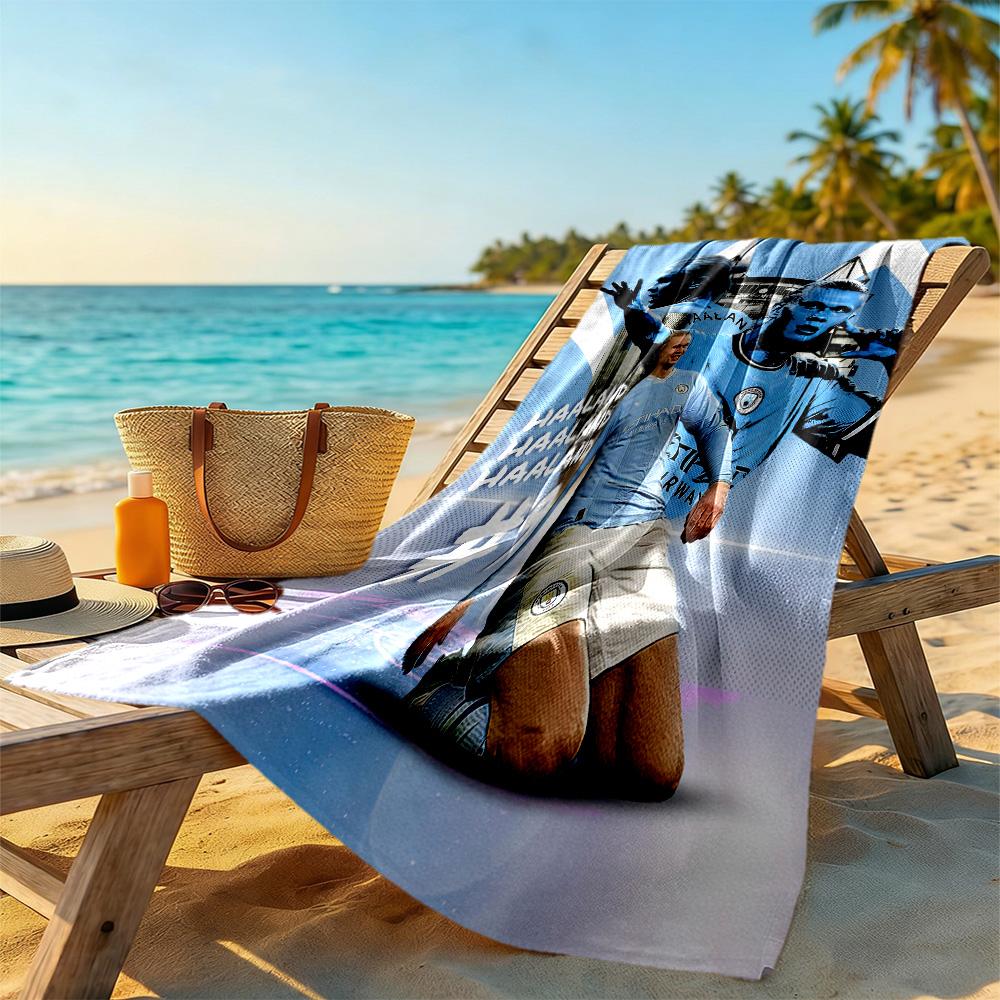 Blaues Haaland-Stil Strandtuch Superweich & Saugfähig Bequem Leicht Tragbar für Schwimmen, Strand, Camping, Reisen, Strandzubehör, Fitnessstudio