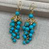 New Chinese Turquoise Necklace Medieval High-End Grape String Earrings Earrings Temperament Fashion