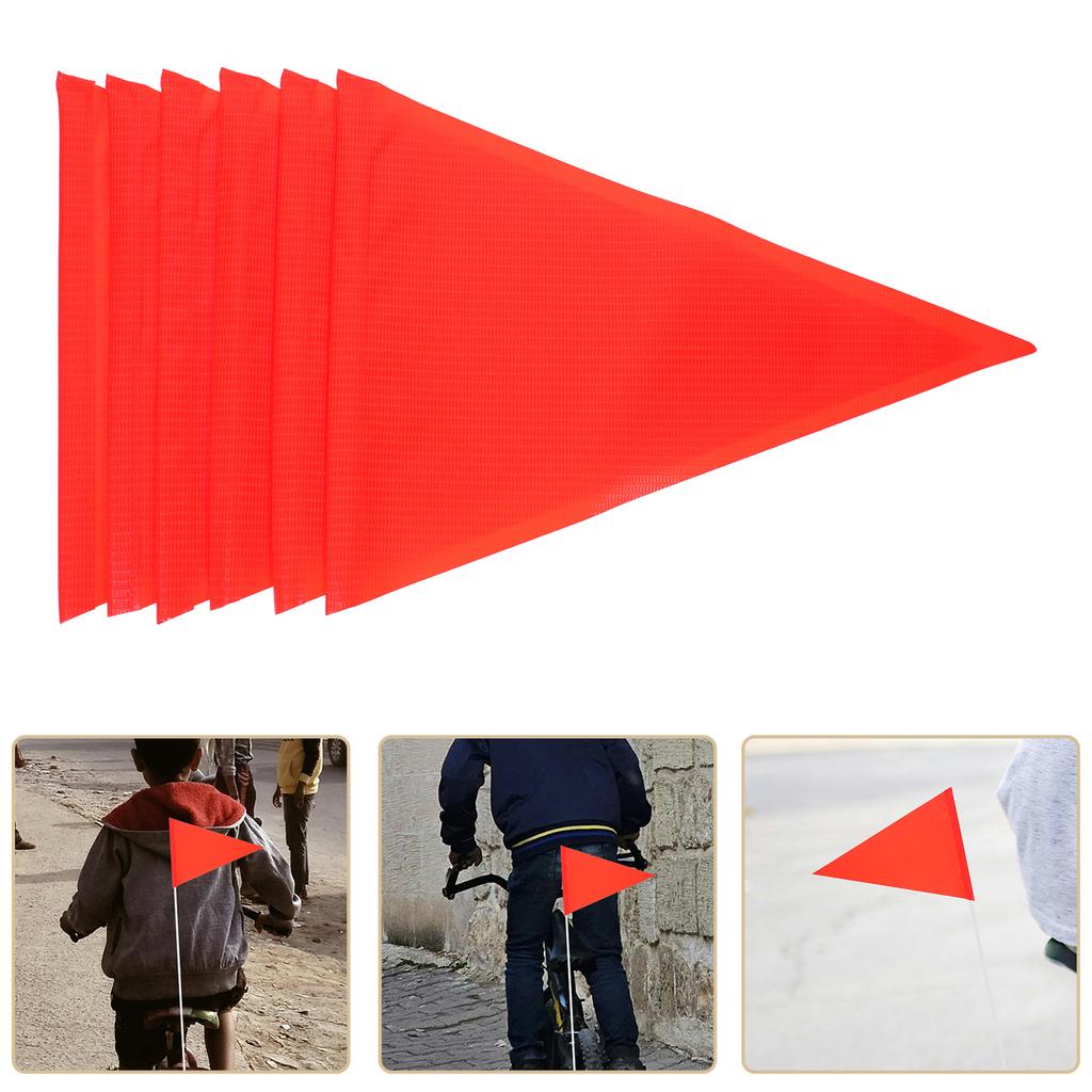6pcs Durable PVC Reflective Warning Triangle Flags Bike Safety Cycling Pennant Reusable Banner Accessories Decor Flags For