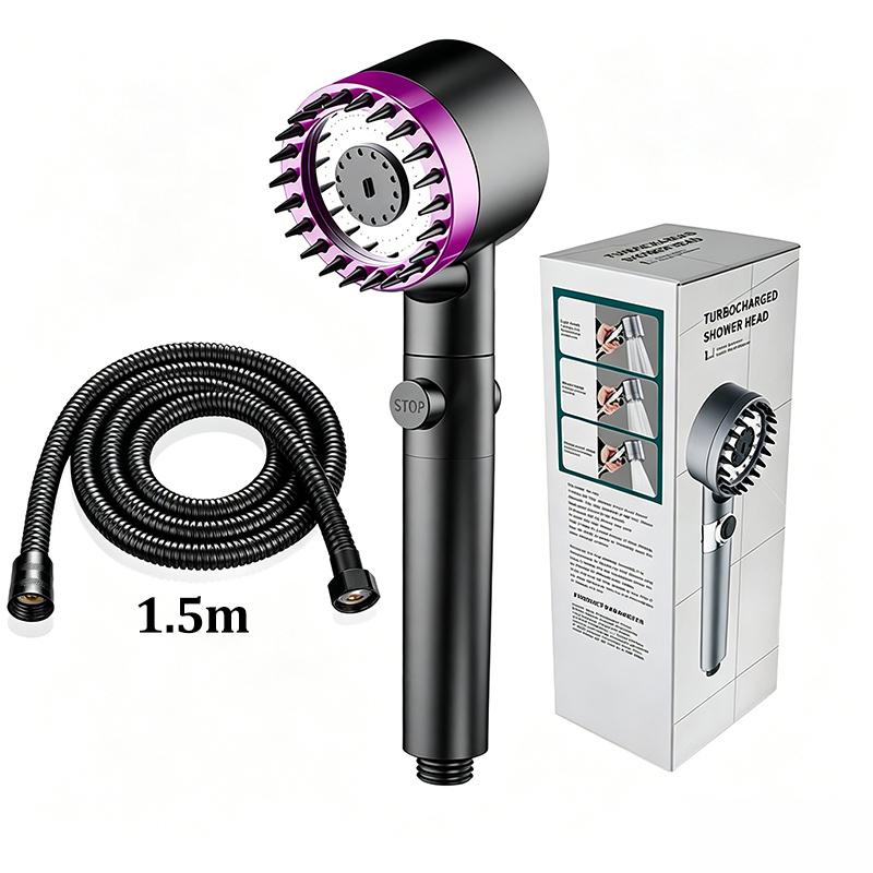 High Pressure Filter Shower Head 3 Modes One-key Stop Water Massage Clean Powerful Pressurized Shower Nozzle