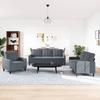3-teiliges Sofaset mit Kissen Dunkelgrauer Samt
