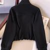 Black Casual Short Coat Women's Small Lapel Jacket New Autumn Korean Style Loose Shoulder Top