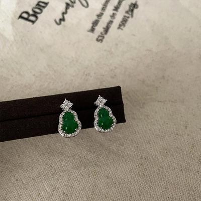 Nationalstil Neue Chinesische Chalcedon Kürbis Ohrstecker Damen Retro Leichter Luxus Mode Persönlichkeit Temperament Vielseitige Ohrringe