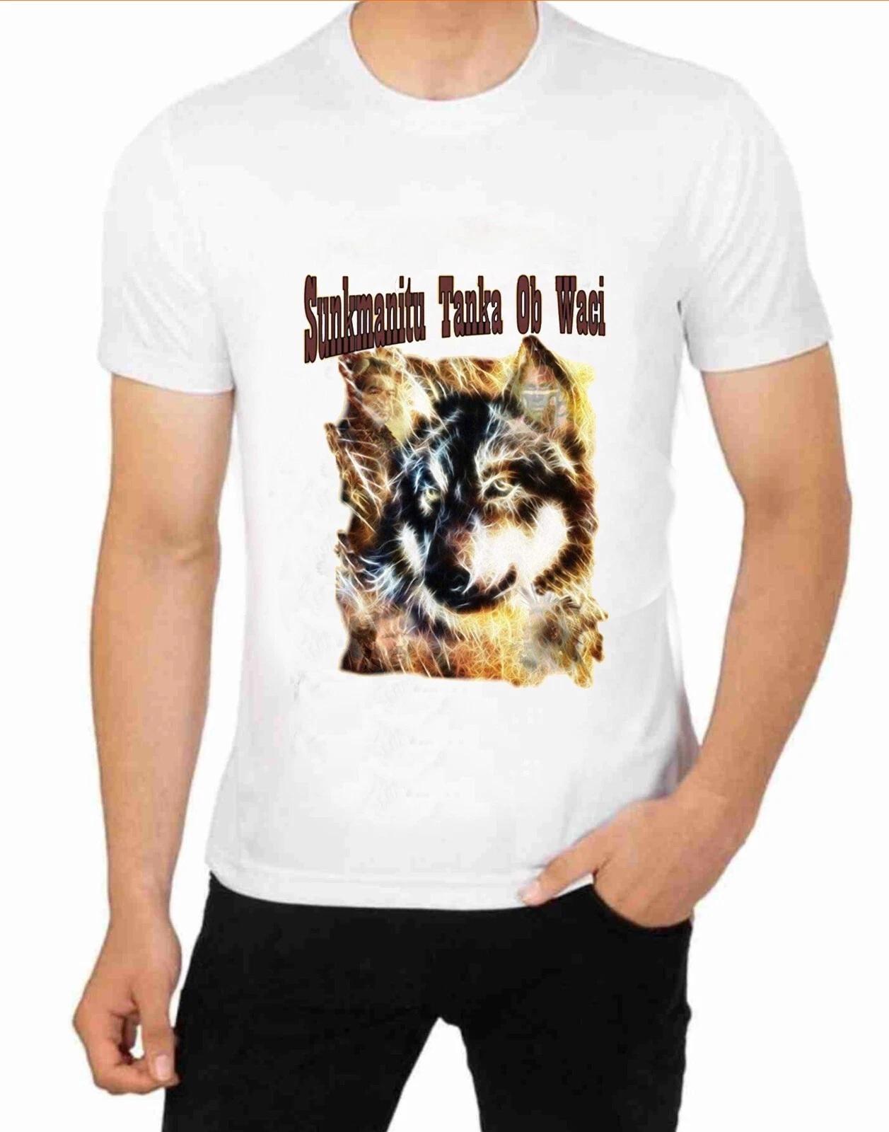 Native Indian Art Dances With Wolves Find 4 Hidden Images T-Shirt In Lakota Tong M